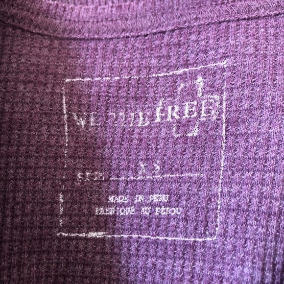 Free People We the Free Rockabilly Raglan Solid Purple Thermal Knit Top Size XS - Picture 7 of 9
